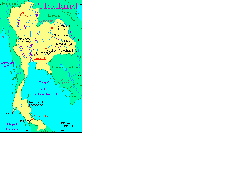 Karte von Thailand: 2k/12k
